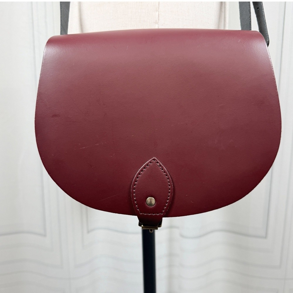 N'Damus London Handmade Oxblood Leather Saddle Crossbody Bag Brass Hardware